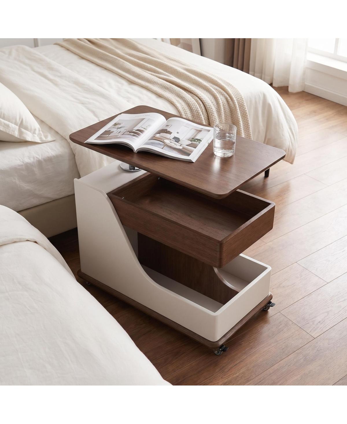 Streamdale Furniture Adjustable Height Portable Side Table with Storage