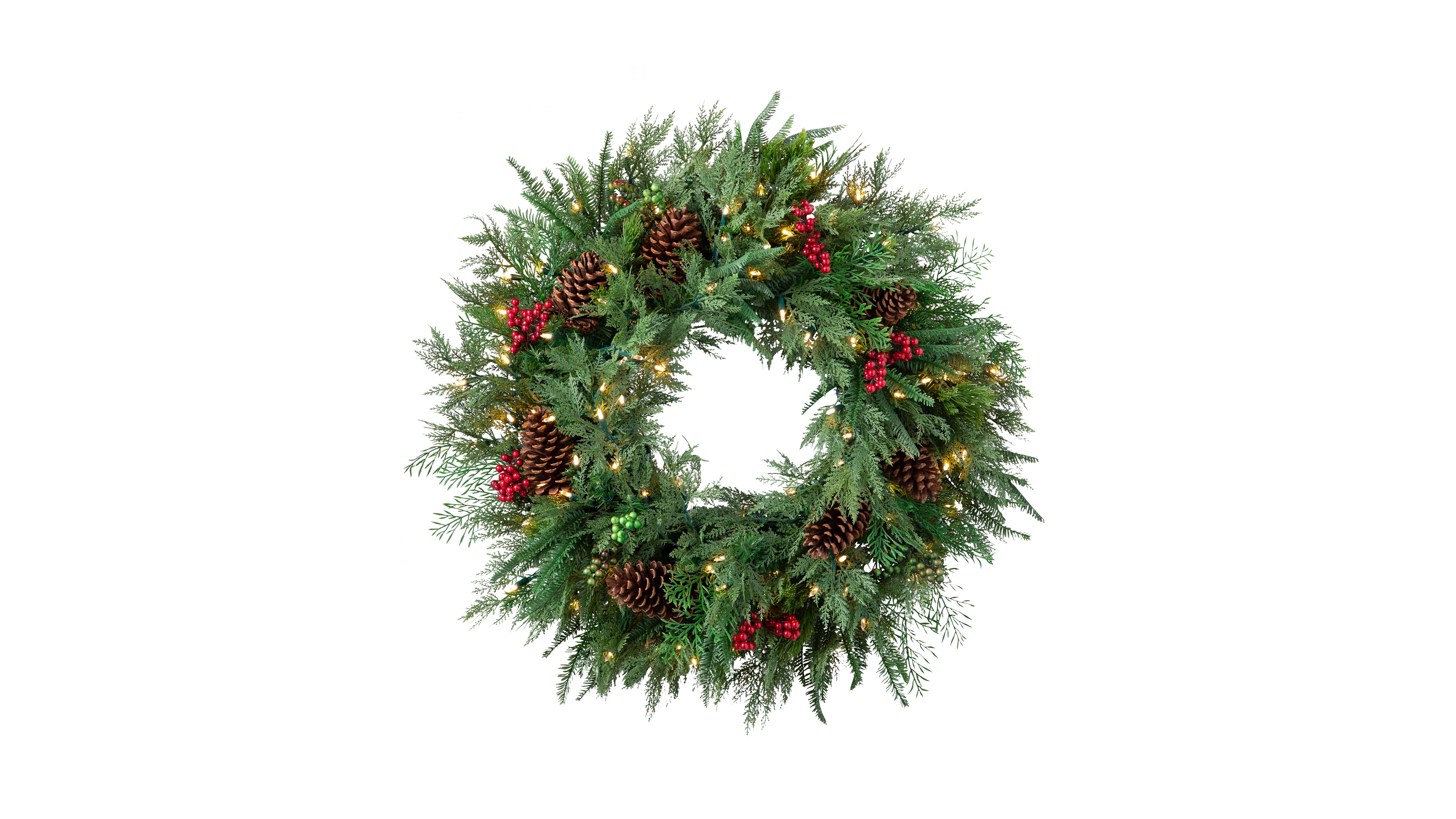 Balsam Hill Pre-Lit 34" Outdoor Winter Evergreen Wreath