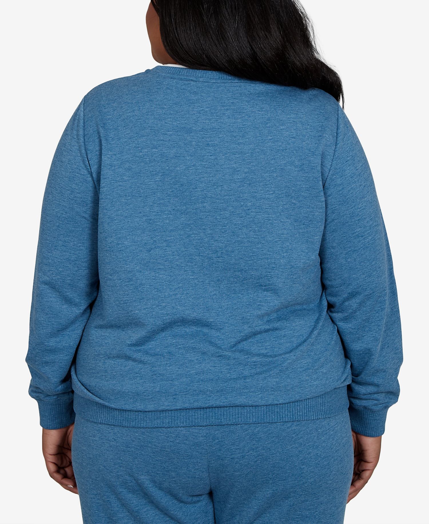 Plus Size Crewneck Long-Sleeve Argyle With Rhinestone Embellishments Top