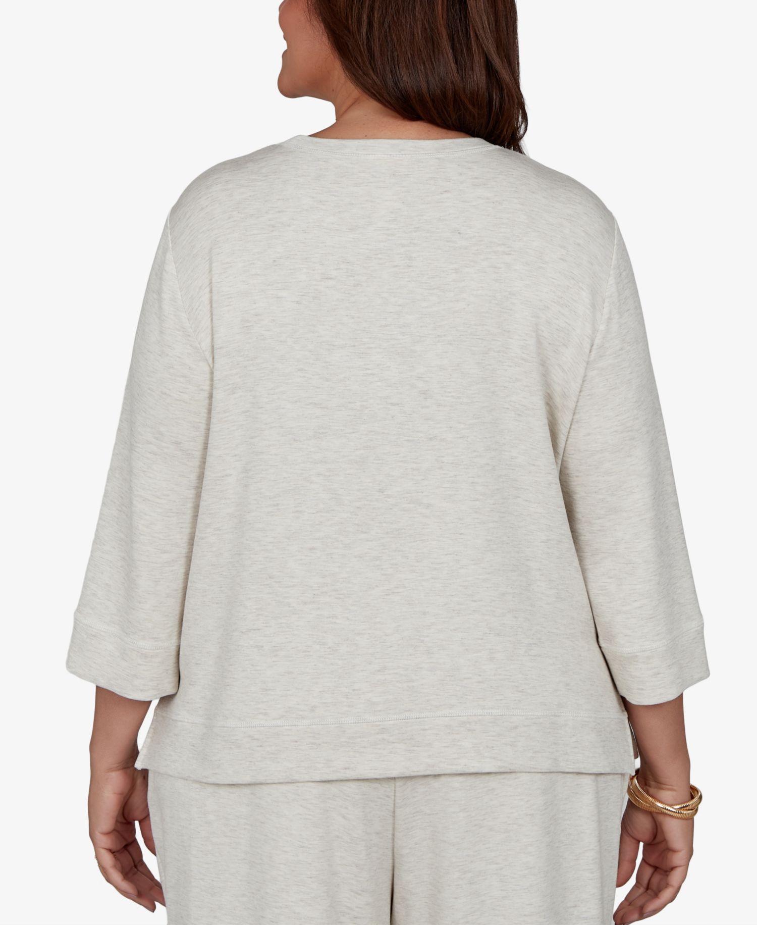Plus Size 3/4-Sleeve Crewneck Knit Top