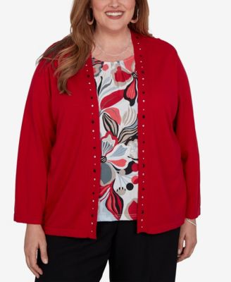 Plus Size Shawl Collar 3/4-Sleeve Cardigan Sweater
