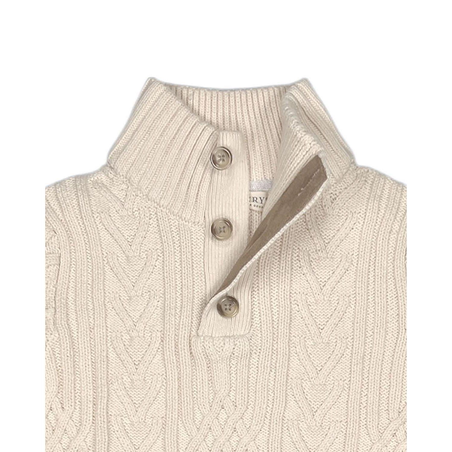 Little and Big Boys' S - XL Organic Mock Neck Cable Sweater