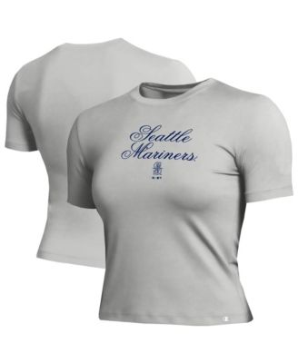 Women's Seattle Mariners Soft-Touch Fitted Cropped T-Shirt