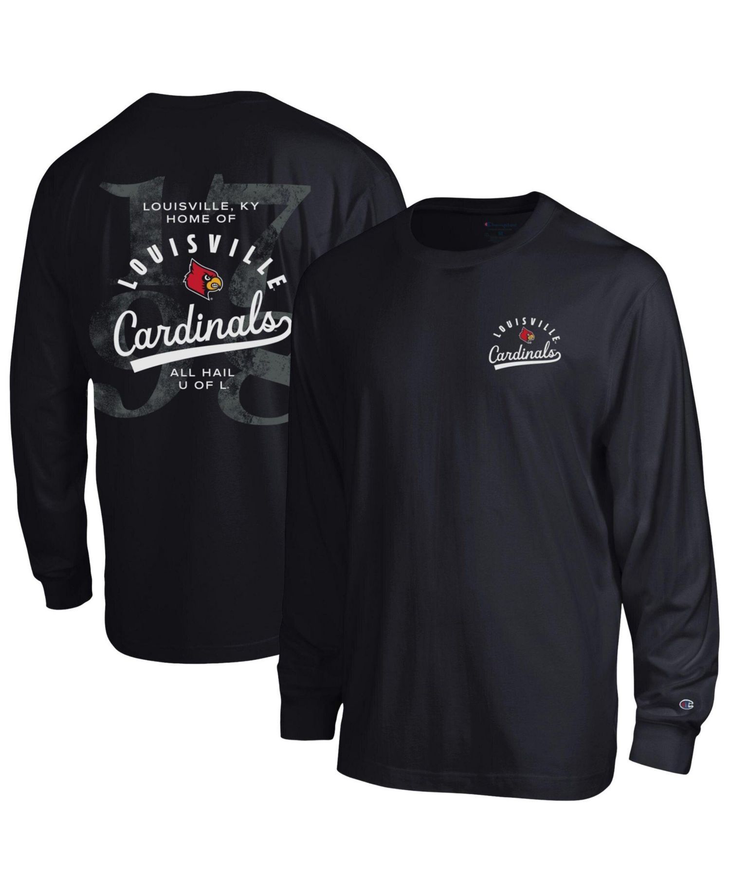 Men's Louisville Cardinals Laminated All-Star Long-Sleeve Screen-Print Graphic Relaxed-Fit T-Shirt
