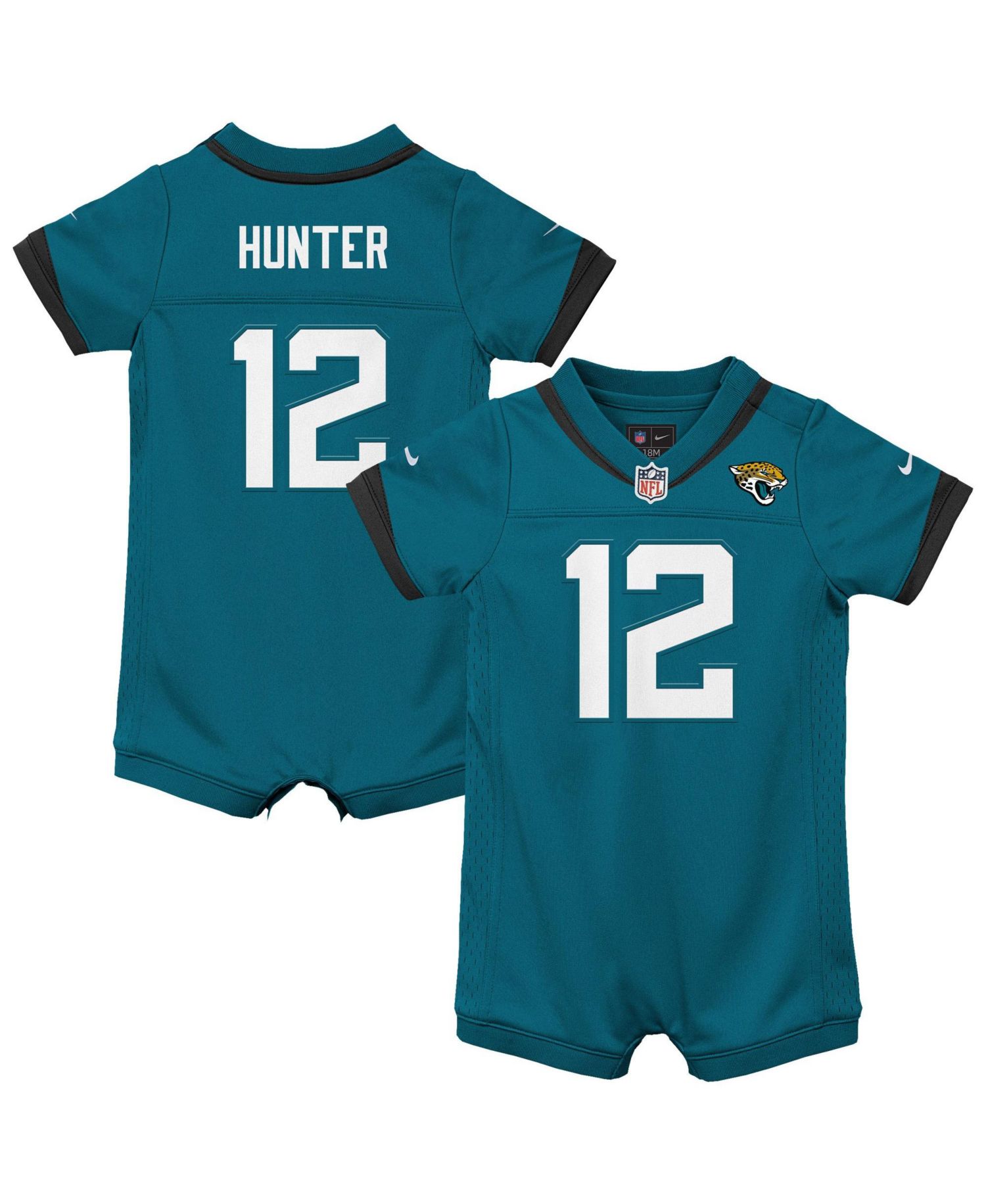 Baby Boys and Girls Travis Hunter Teal Jacksonville Jaguars Romper Game Jersey