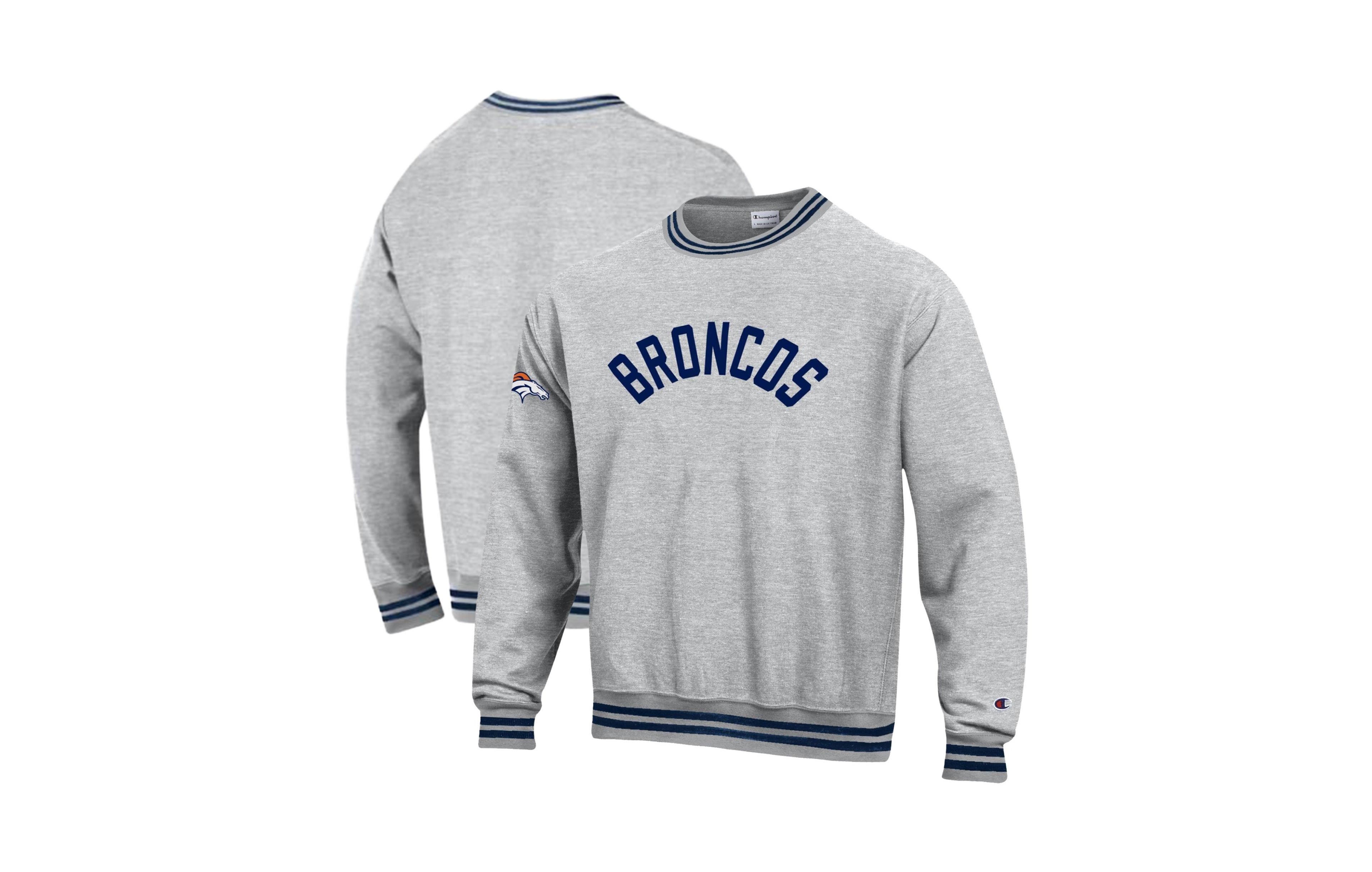 Champion Men's Gray/Navy Denver Broncos Reverse Weave Yarn Dye Sweatshirt