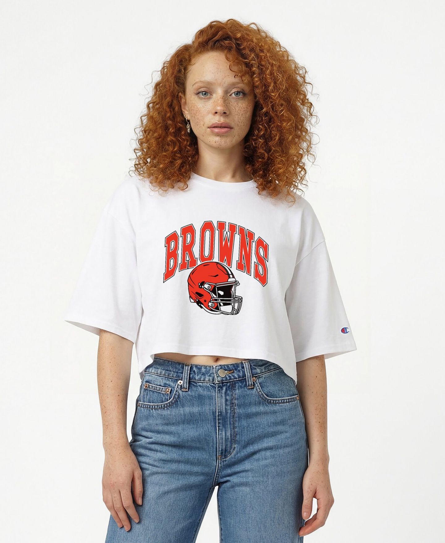 Женская футболка Champion Cleveland Browns Oversized Cropped — фото 1