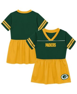 Toddler Green Bay Packers Stadium Lights V-Neck Fashion Football Jersey Dress