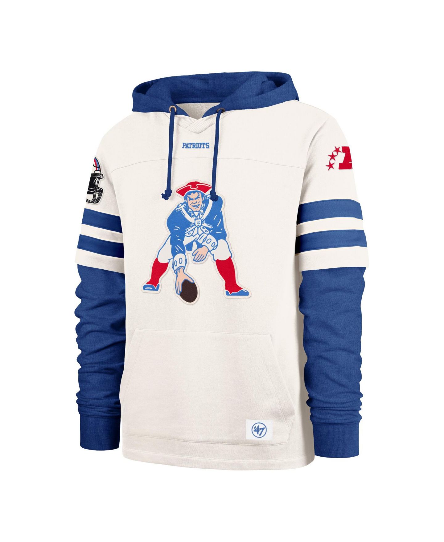 Мужские худи '47 Brand Cream New England Patriots Split Zone Cornerback Duo Lacer — фото 3