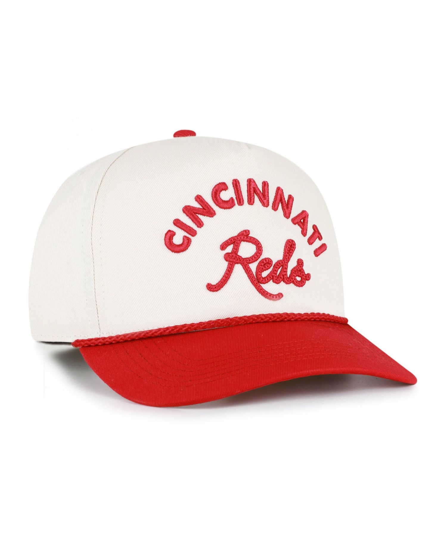 Men's Natural/Red Cincinnati Reds Rope Script Hitch Adjustable Hat