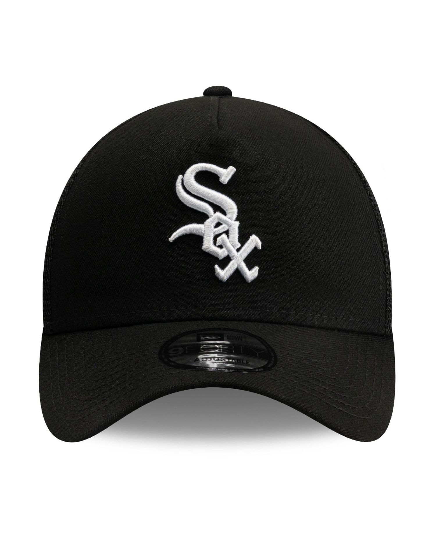 Men's Black Chicago White Sox Side Script 9FORTY A-Frame Trucker Adjustable Hat