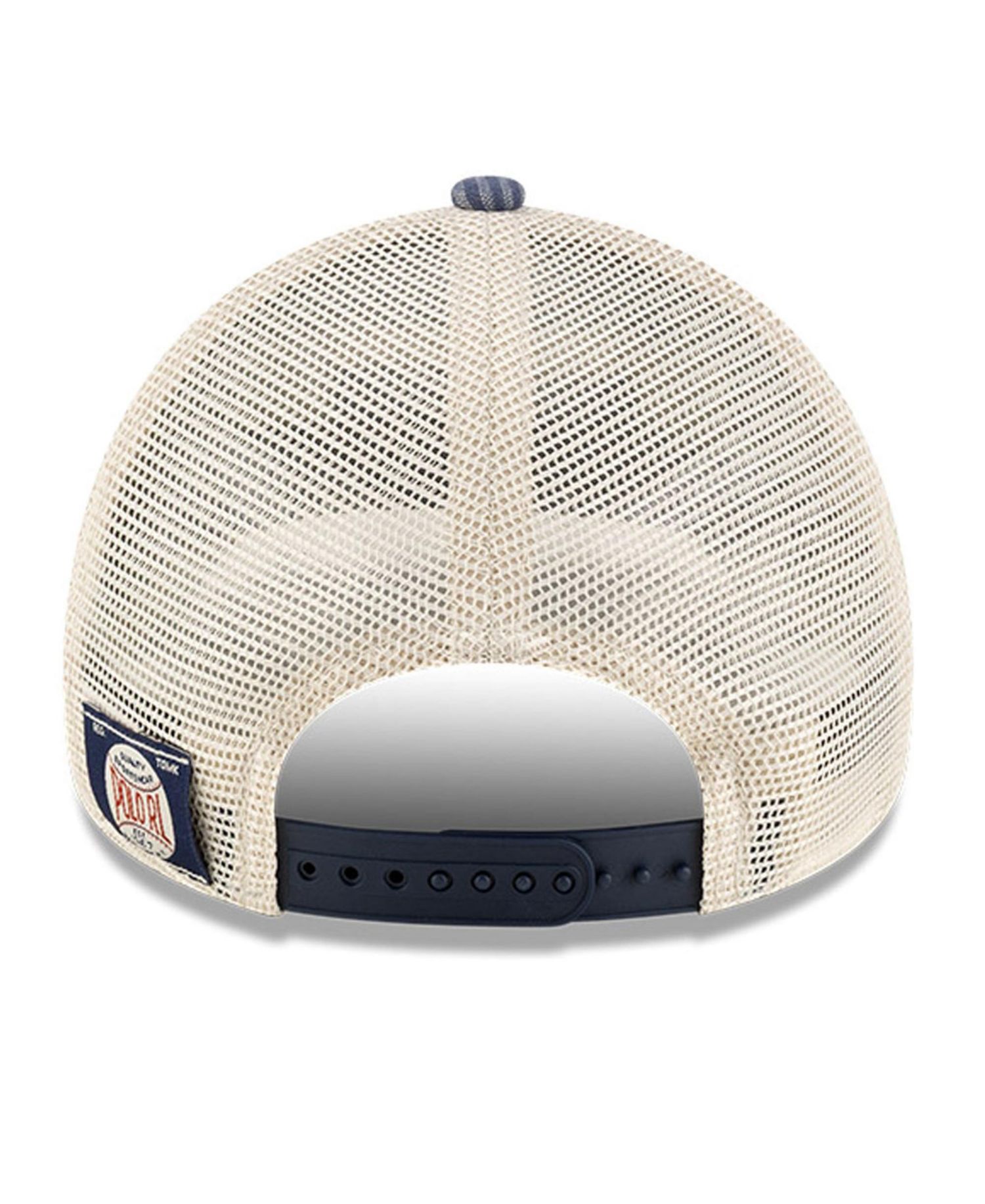 x Ralph Lauren Men's Navy/Light Beige New York Yankees Plaid 9FORTY A-Frame Trucker Adjustable Hat