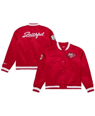 Women's Scarlet San Francisco 49ers 80th Anniversary Satin Full-Snap Jacket