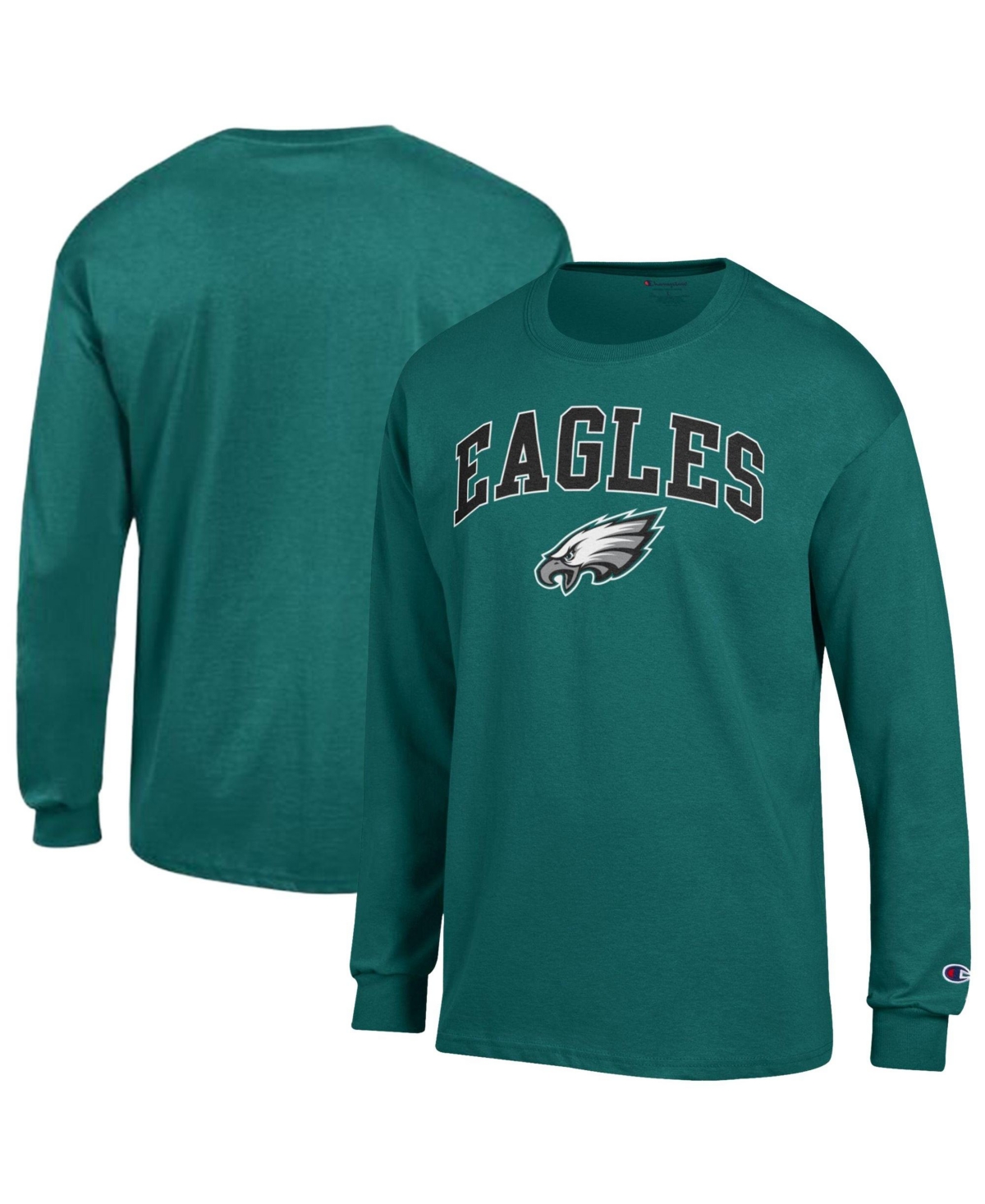 Champion Men's Philadelphia Eagles Arch Over Logo Long-Sleeve Dropped-Shoulder T-Shirt