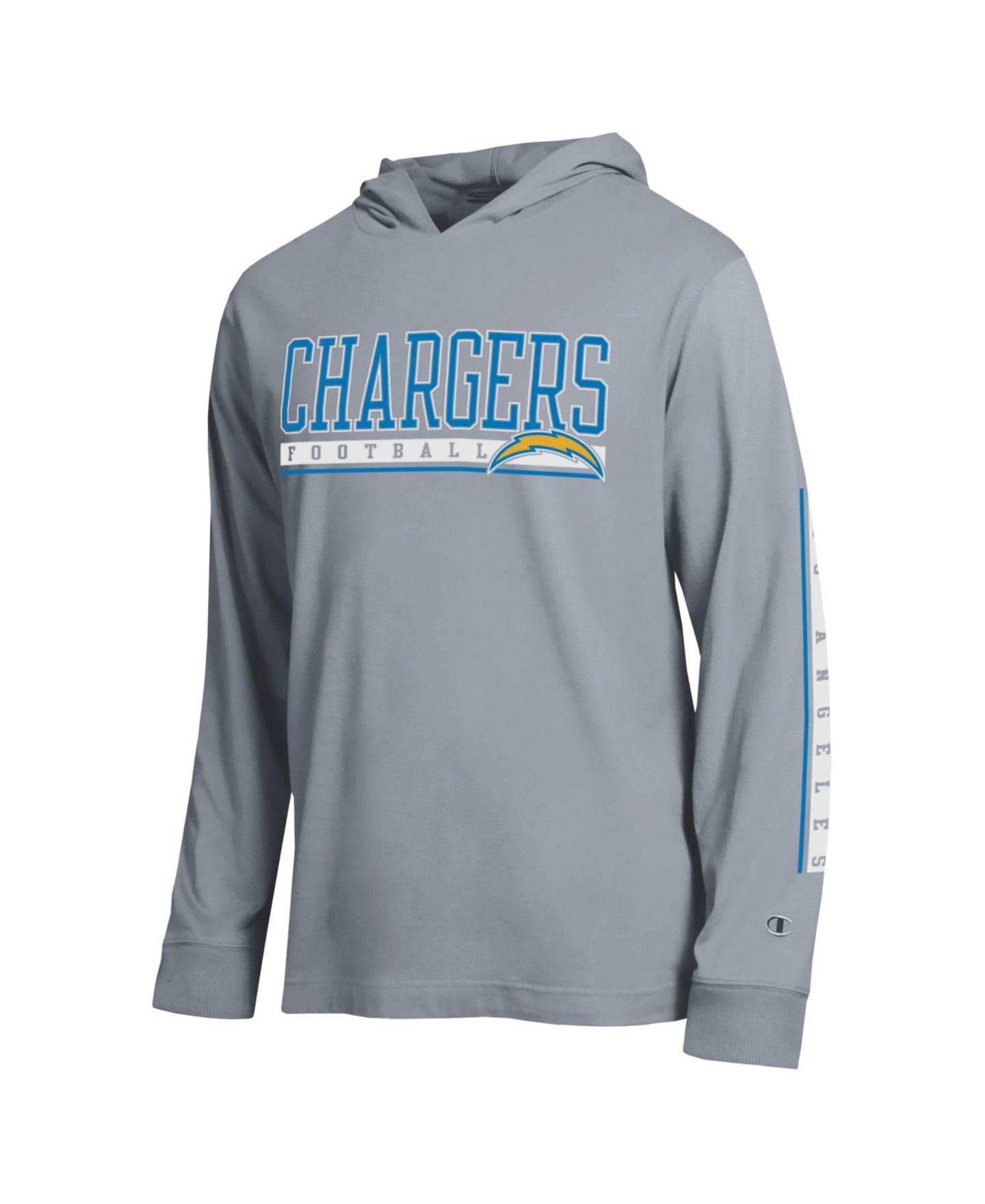 Мужская футболка Champion Heather Gray Los Angeles Chargers All Star Hooded — фото 3