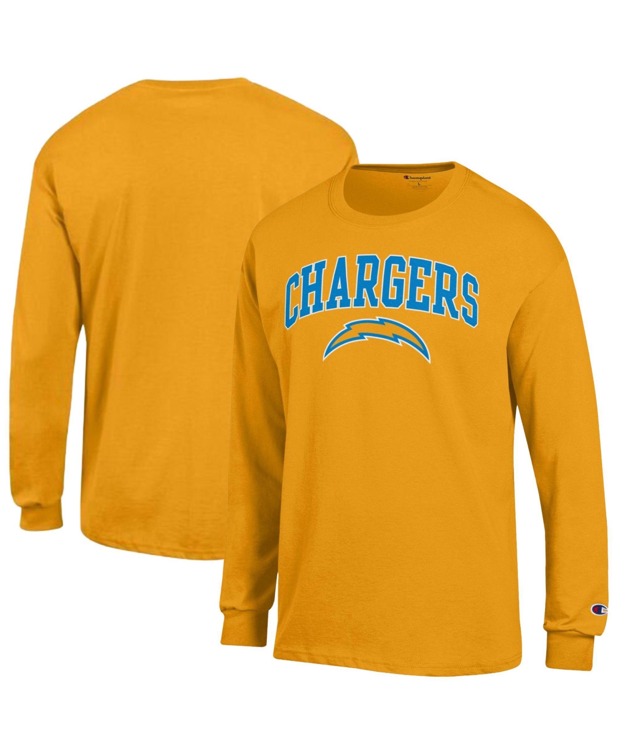 Champion Men's Gold Los Angeles Chargers Arch Over Logo Long Sleeve T-Shirt - Gold