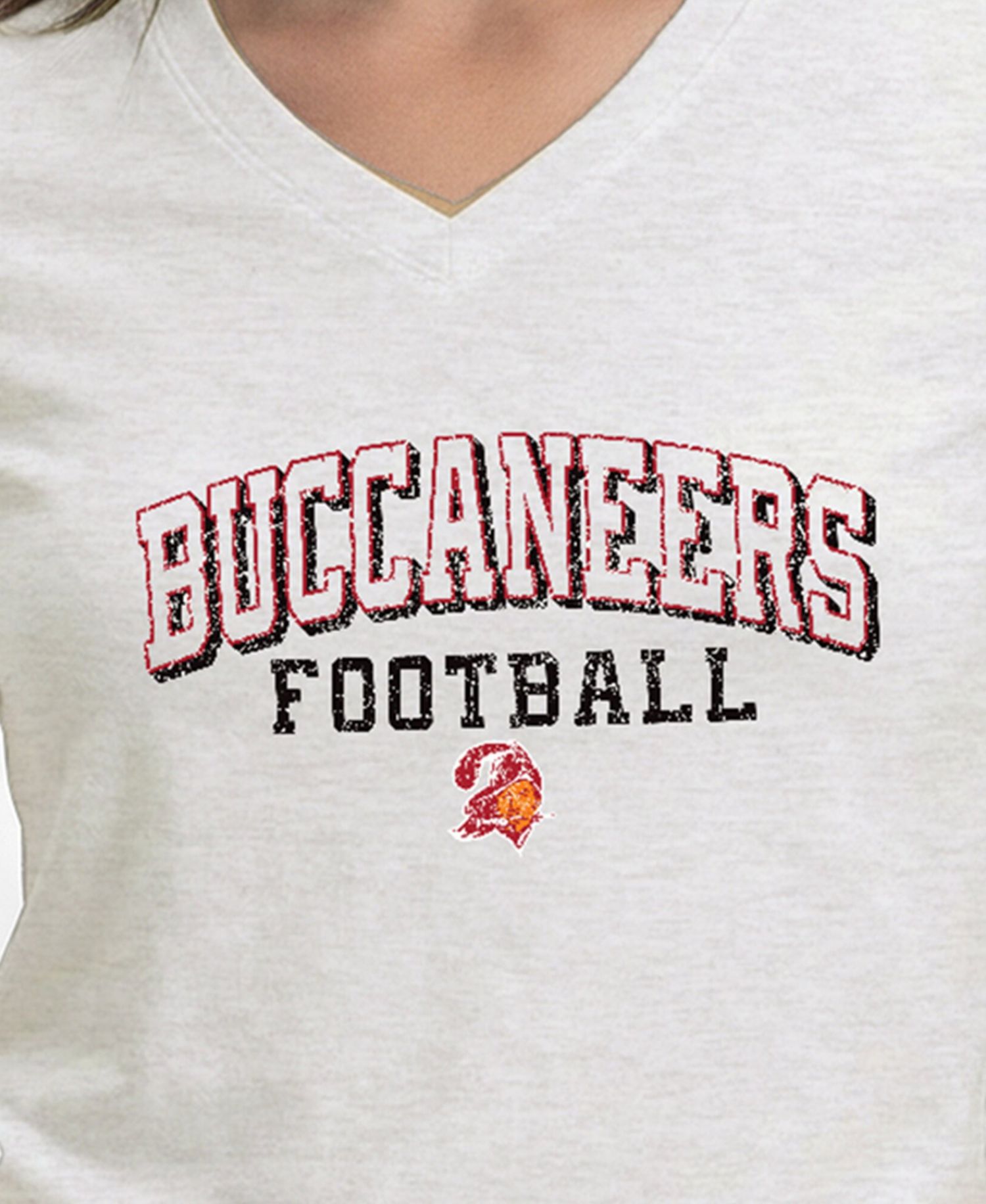 Women's Tampa Bay Buccaneers Triumph Tri-Blend V-Neck Distressed Screen Print T-Shirt