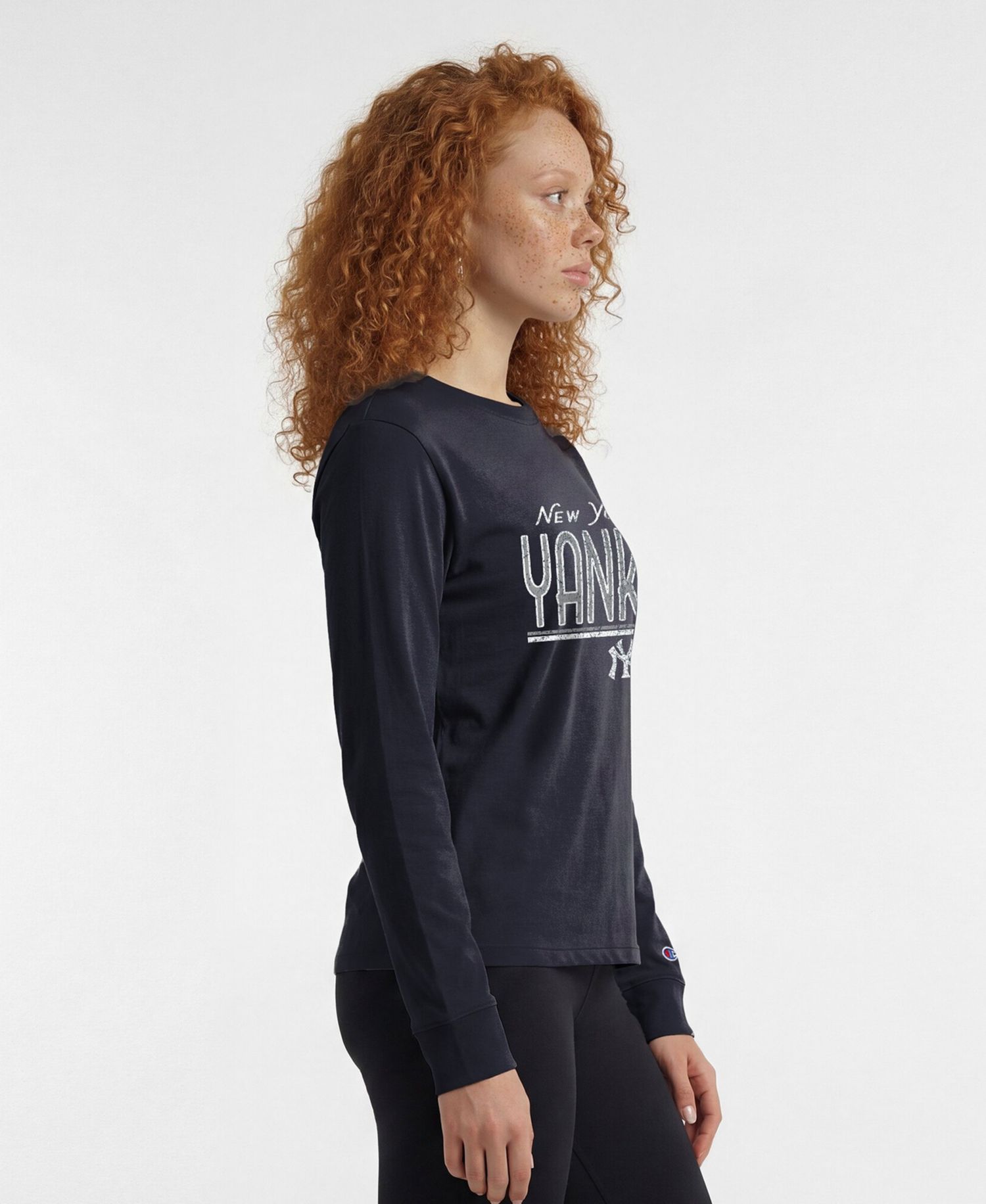 Women's New York Yankees Screen-Print Graphics Long-Sleeve T-Shirt