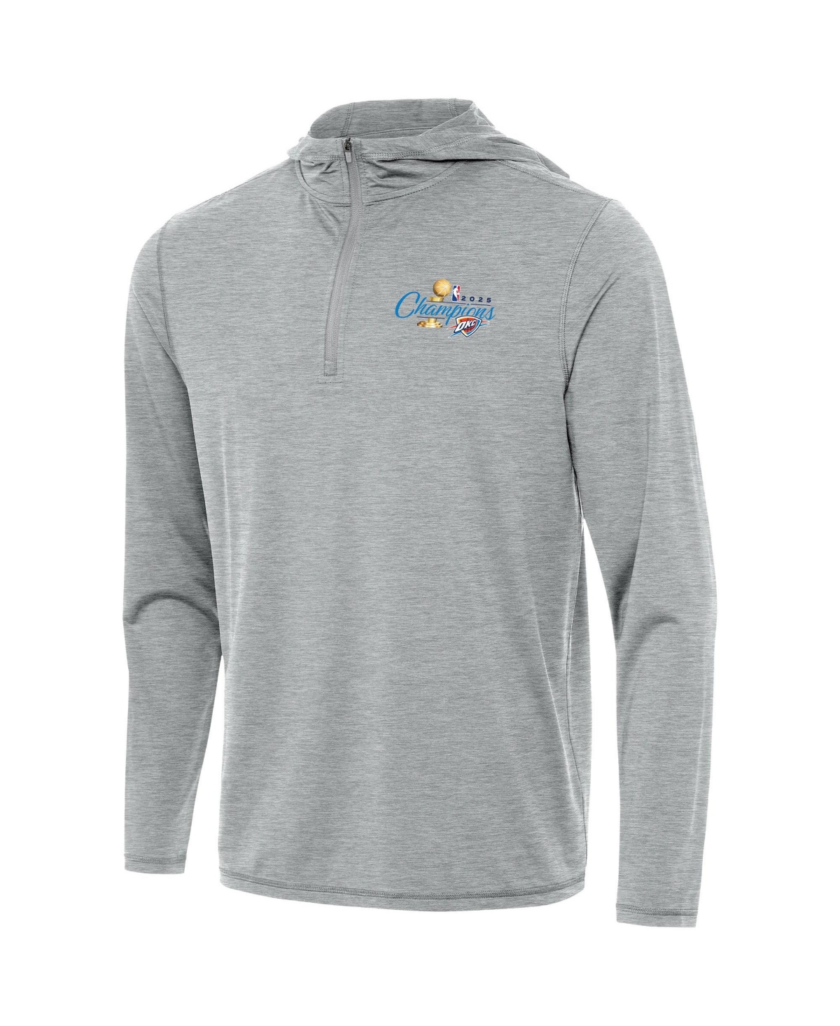 Antigua Men's Heather Gray Oklahoma City Thunder 2025 Nba Finals s Tidy Quarter-Zip Hoodie