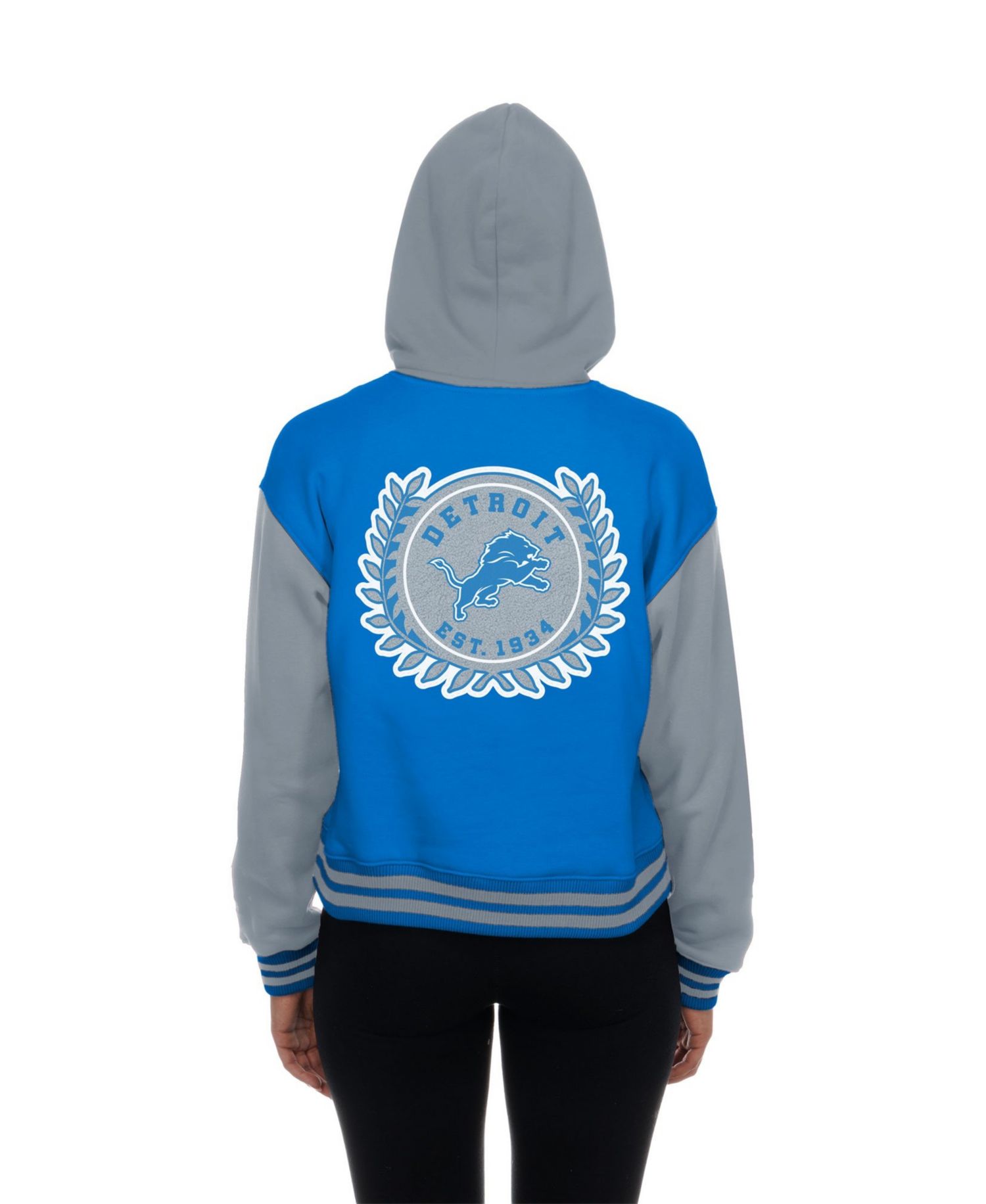 Women's Blue Detroit Lions Throwback Full-Snap Hooded Jacket