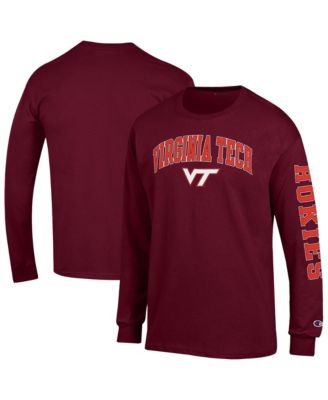 Men's Virginia Tech Hokies Arch Over Logo 2-Hit Long-Sleeve Crewneck T-Shirt
