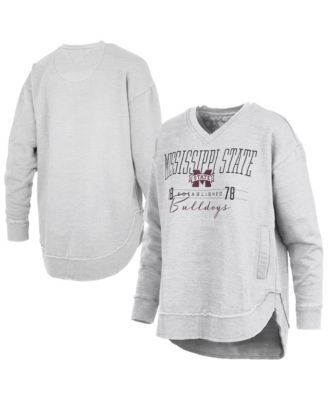 Women's Mississippi State Bulldogs Marcus East Hall Poncho Graphic Fleece-Lined V-Neck Sweatshirt