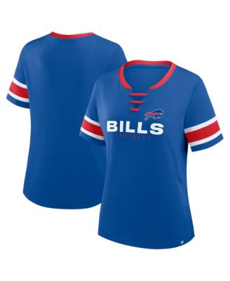 Plus Size Buffalo Bills Red Zone Athena Lace-Up Rhinestone-Accented V-Notch Neck T-Shirt