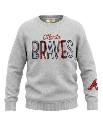 Big Girls Heather Gray Atlanta Braves Nantucket Sequin Fleece Crewneck Sweatshirt
