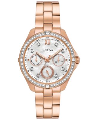 Bulova - Women's Rose Gold-Tone Stainless Steel Bracelet Watch 35mm 98N108