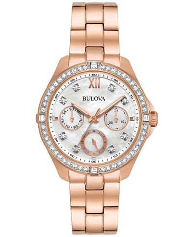 Bulova Women's Rose Gold-Tone Stainless Steel Bracelet Watch 35mm 98N108, A Macy's Exclusive Style