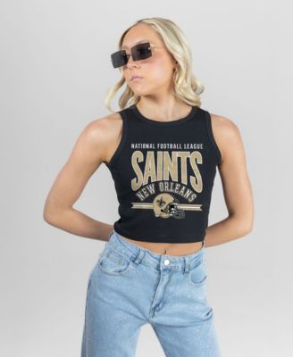 Women's New Orleans Saints Mic Drop Ribbed Crop Tank Top