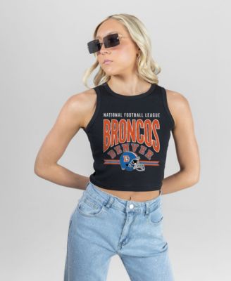 Women's Denver Broncos Mic Drop Ribbed Crop Tank Top
