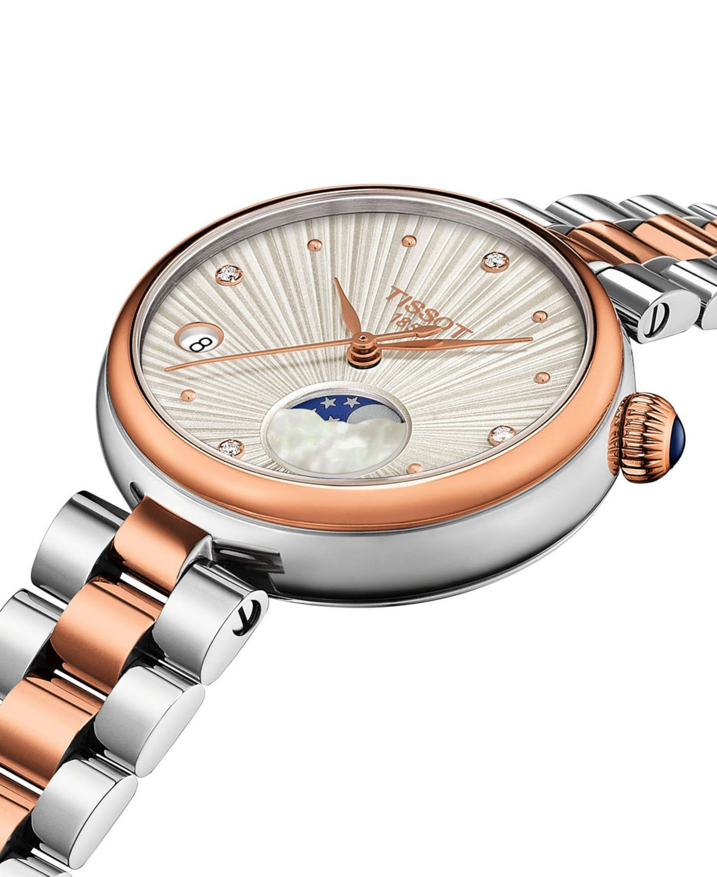 Женские часы Tissot Desir Moonphase Quartz Two-Tone Stainless Steel Bracelet Watch 29.6mm — фото 4