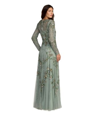 macy's a line formal dresses Women's Long Sleeve & Black Tie Color:Celadon The Wedding shop Try on this chiffon Mare Mare Square-Neck Linen