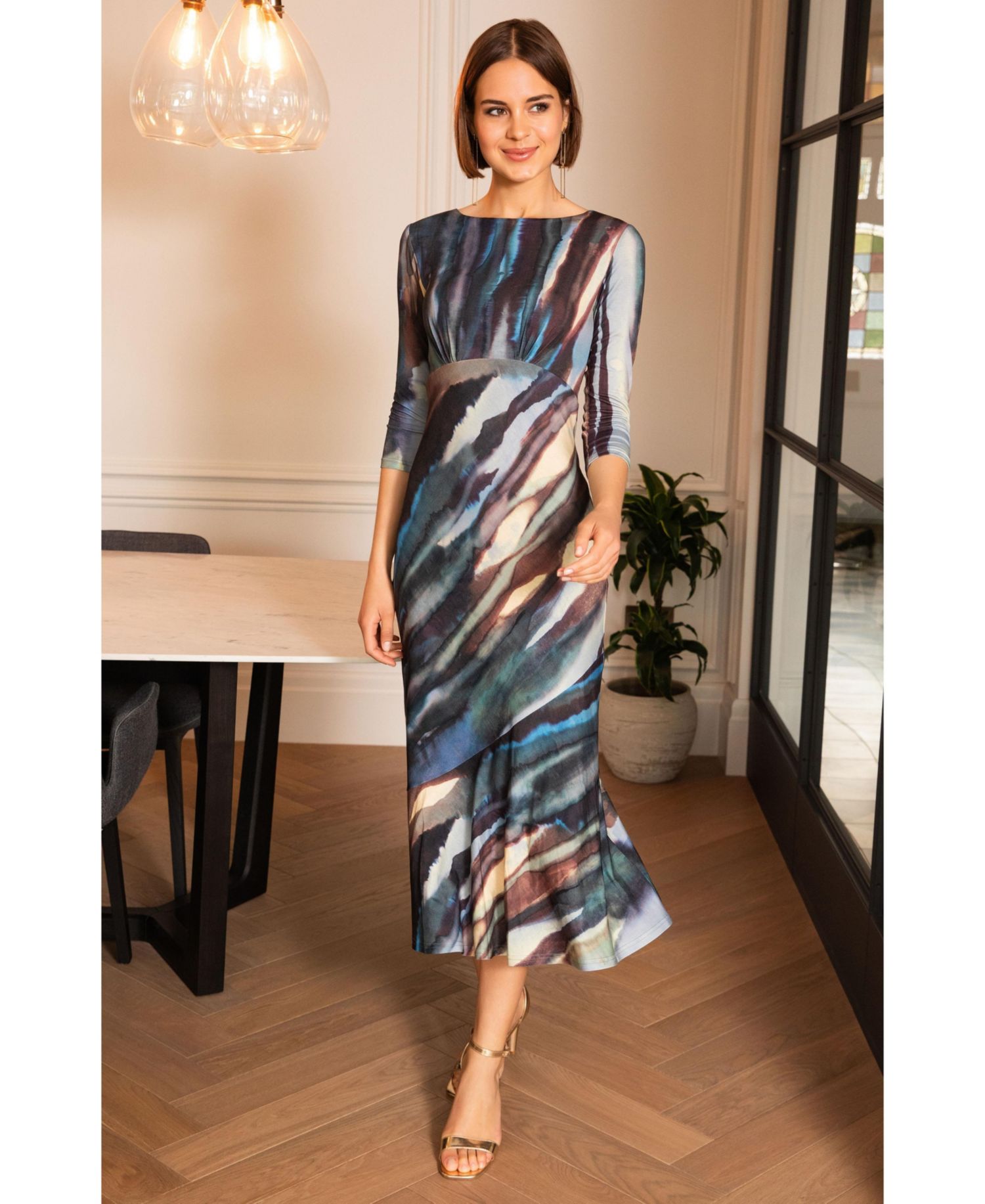 Women's Maxine Asymmetric Midi Boat Neck Dress