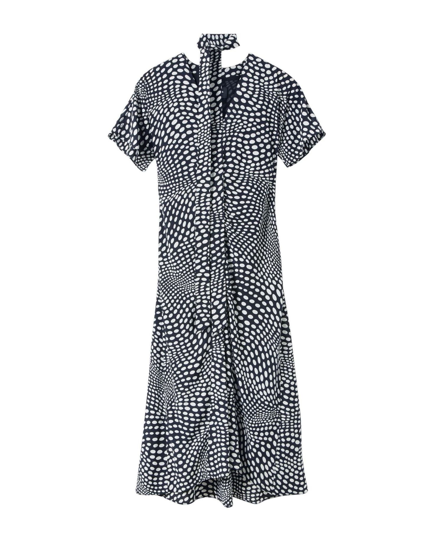 Women's Mixed Dot Short-Sleeve Midi Dress