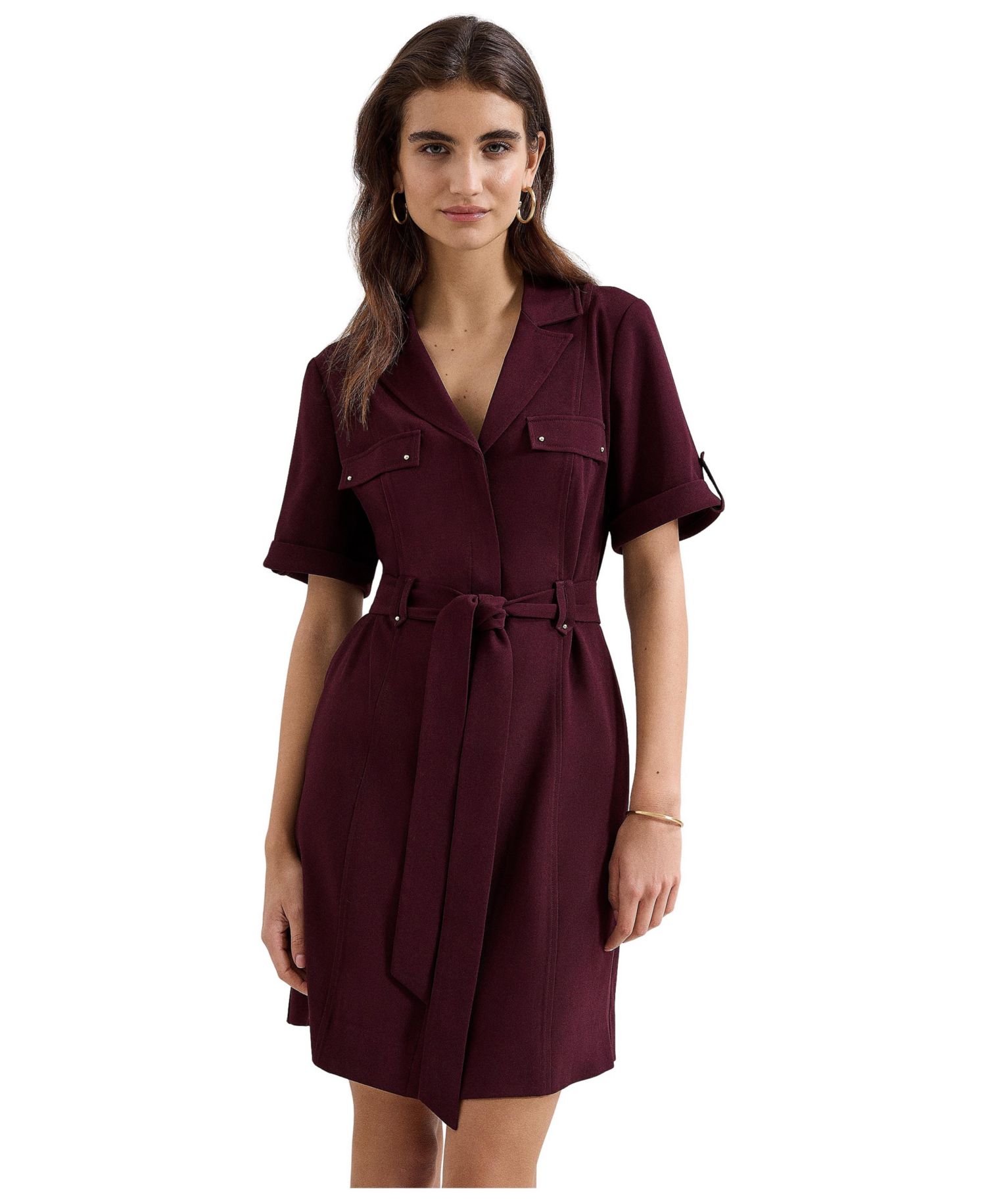 Women's Marlina Belted Short-Sleeve Mini Shirt Dress