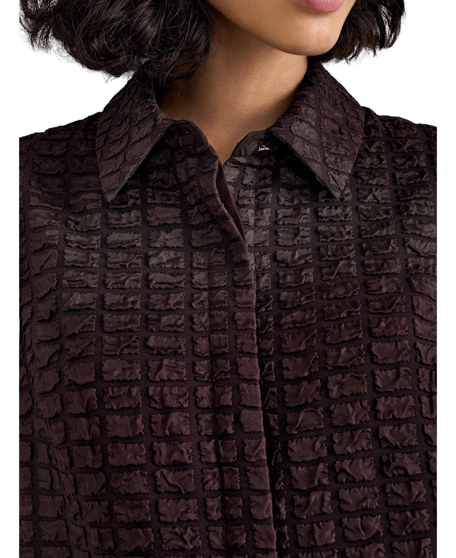 Women's Yasmine Textured Puff-Sleeve Mini Shirt Dress