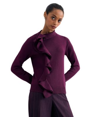 Women's Plum Ruffle Detail Knit Jumper