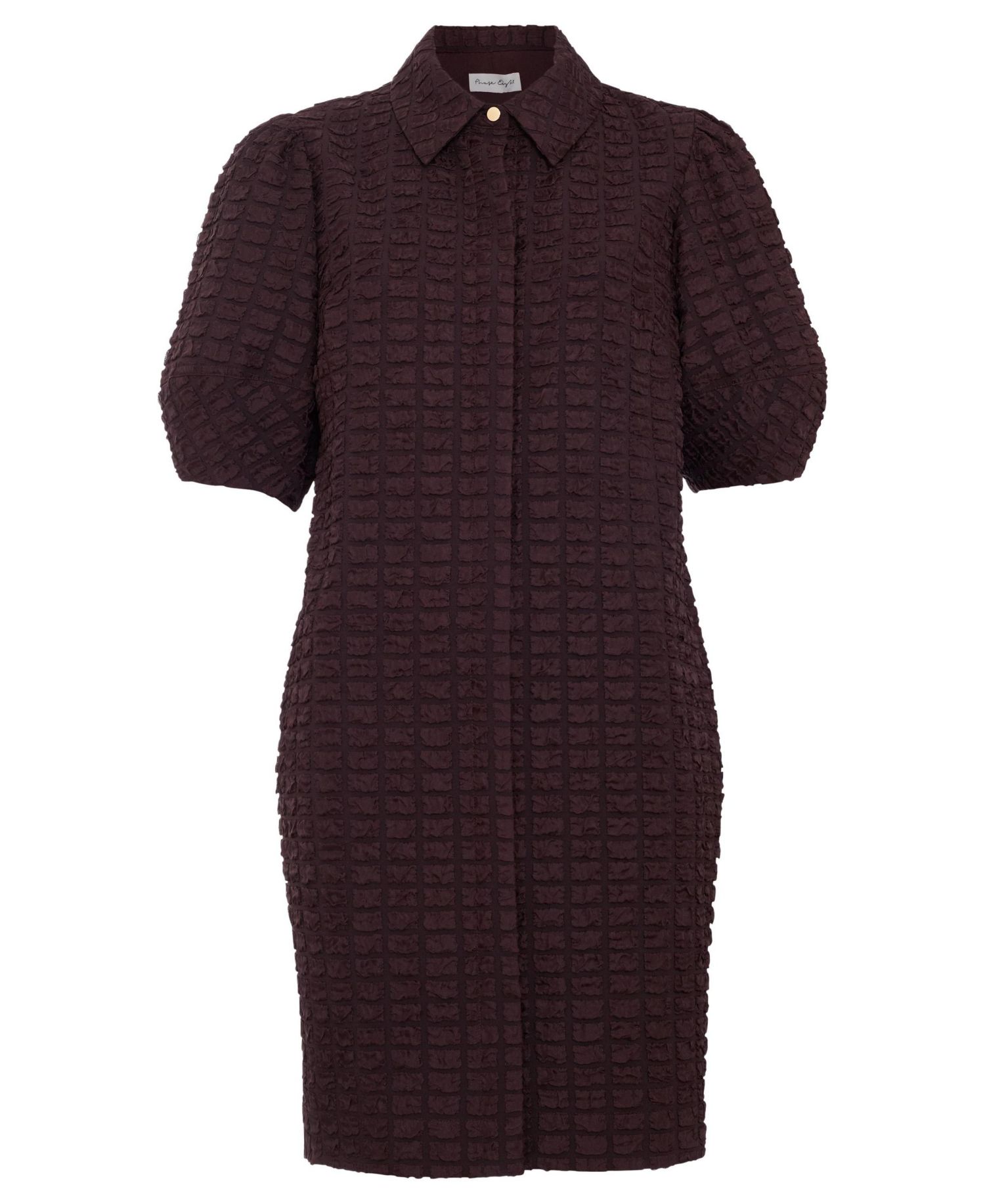 Women's Yasmine Textured Puff-Sleeve Pocket Mini Shirt Dress