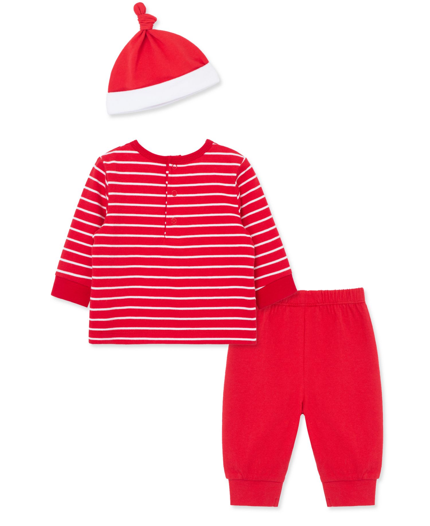 Baby Boys' Santa Stripe Printed Top, Joggers and Hat, 3-Piece Set