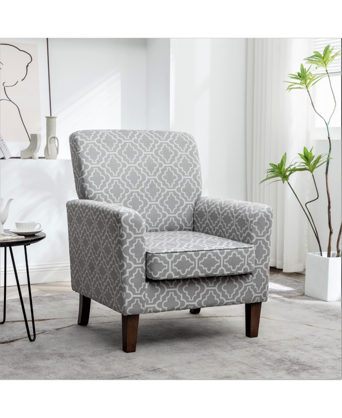 Slickblue Polyester Blend Accent Chair with Solid Wood Legs and Cushion Seat
