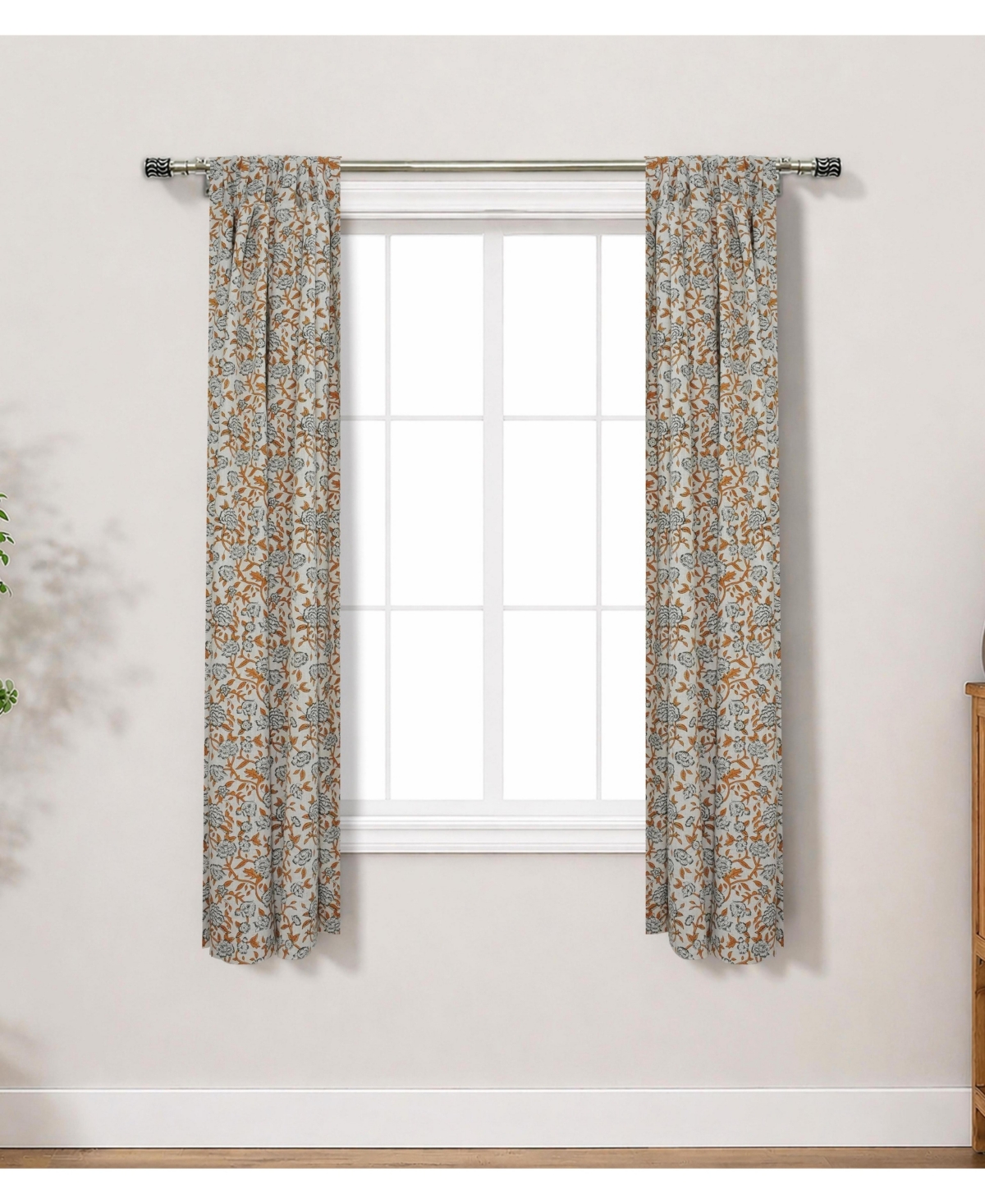 Fabdivine Mrignayani Artisan Block Print Floral Curtains