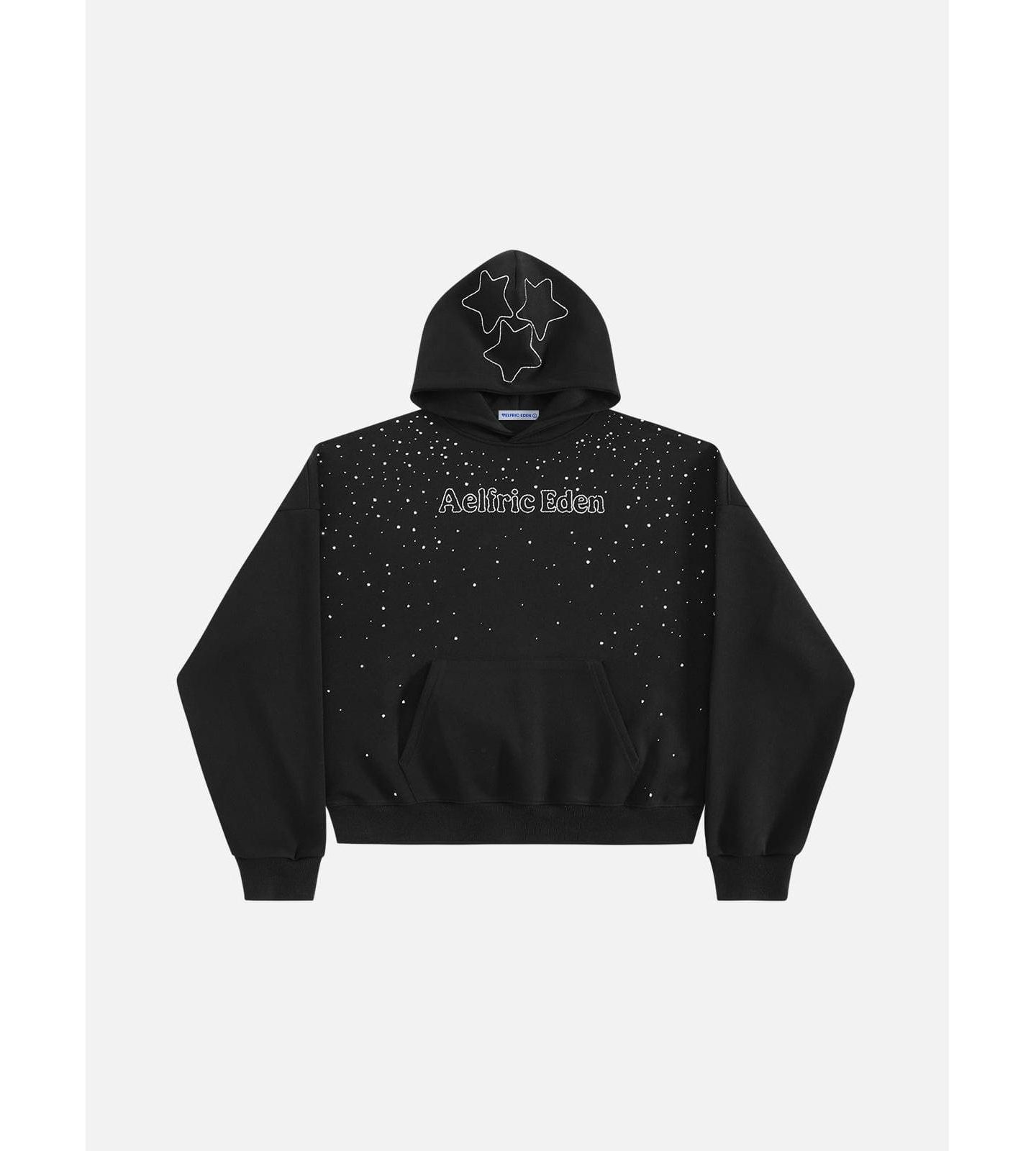 Мужское худи AELFRIC EDEN Boxy Rhinestone Star Pullover, цвет: Чёрный — фото 4