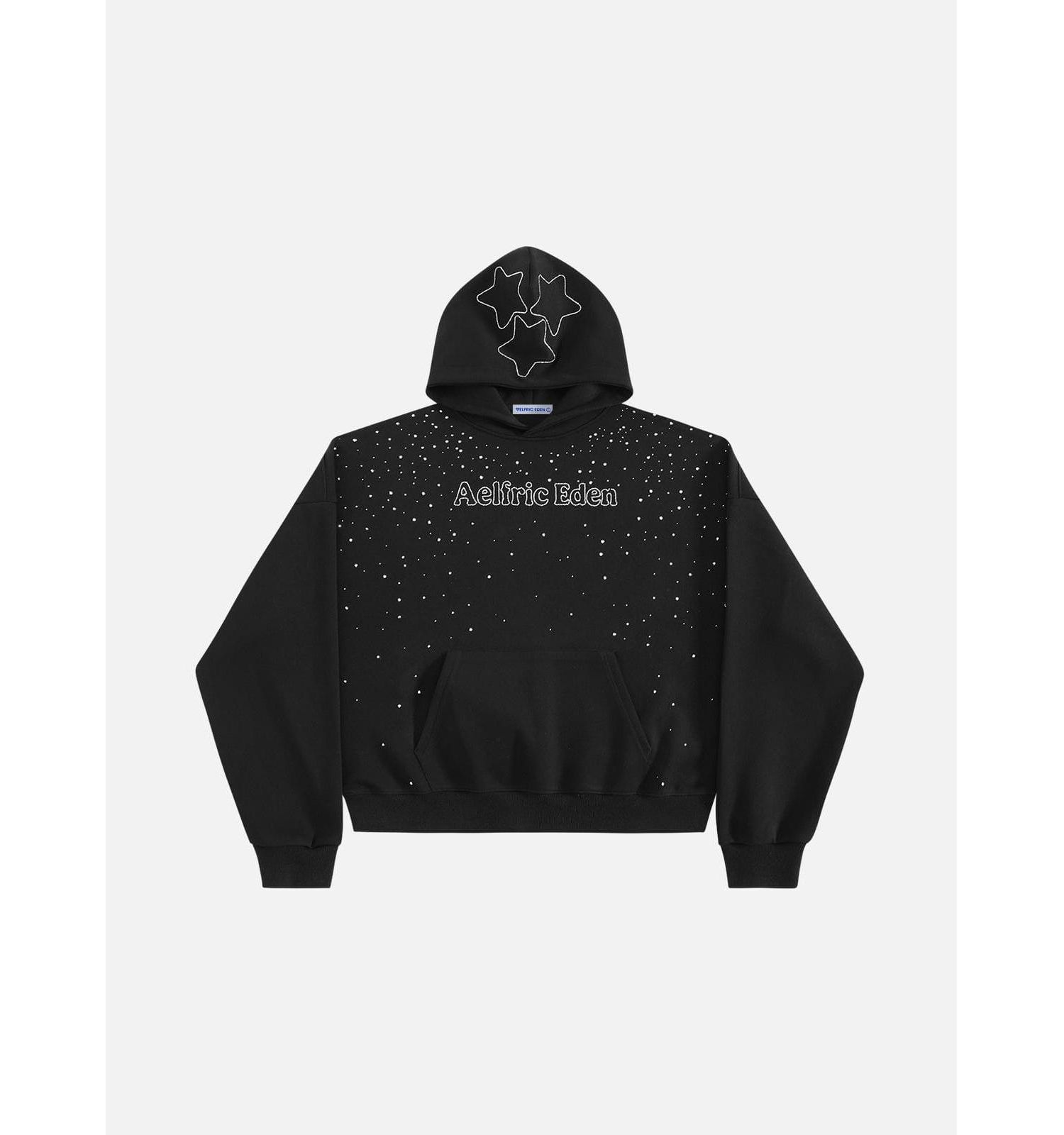 Men's Boxy Rhinestone Star Pullover Hoodie