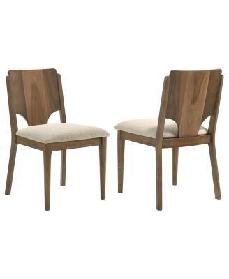 Set of 2 Dining Side Chairs, Wood Frame Chairs with Wedge Cutout Back