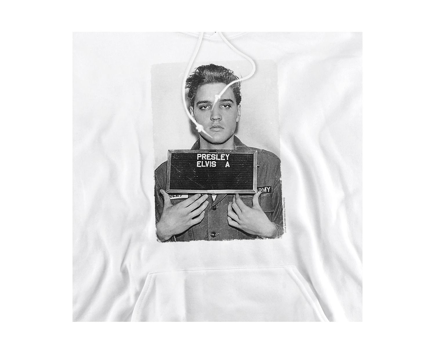 Men's Army Mug Shot Graphic Kangaroo-Pocket Cotton-Polyester Blend Pullover Hoodie