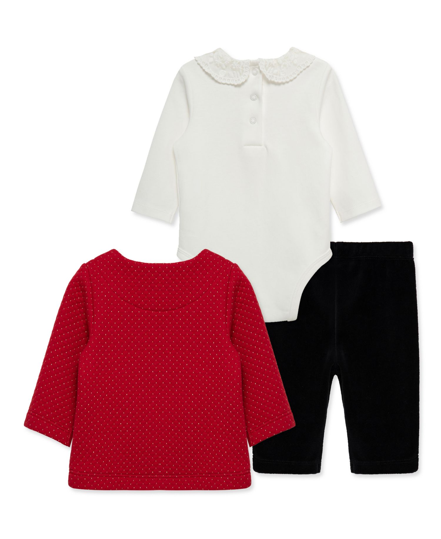 Baby Girls' Bow Embellished Cardigan, Bodysuit and Pants, 3-Piece Set
