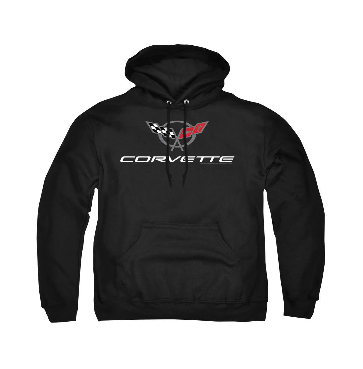CHV159-AFTH-1 Chevrolet Corvette Modern Emblem Adult Pullover Hoodie, Black - Small
