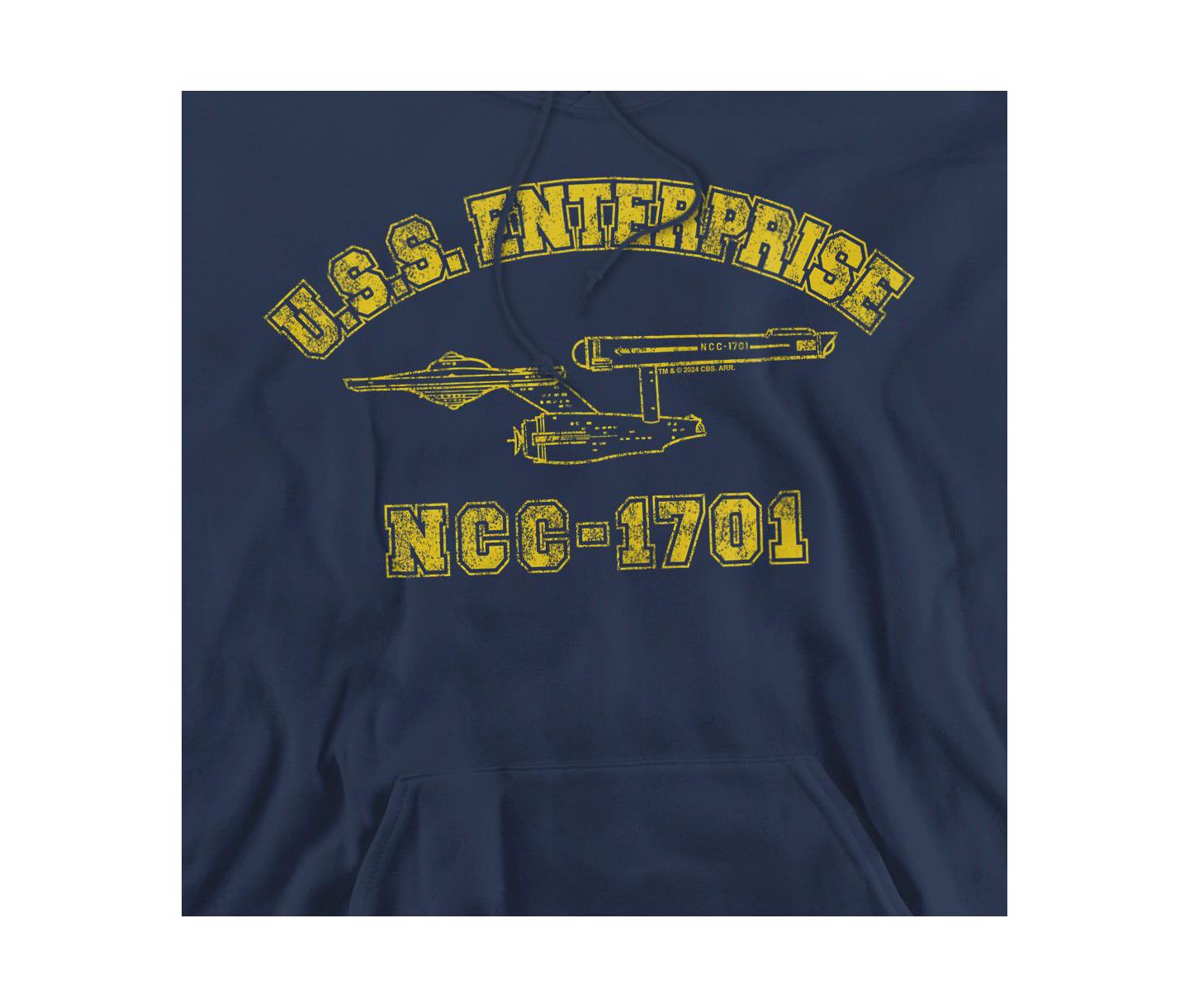 Мужское худи Star Trek Enterprise Graphic Kangaroo-Pocket, цвет: Тёмно-синий — фото 2